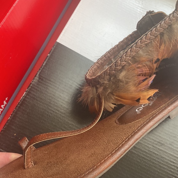 Cute summer ostrich feather leather sandal - Picture 2 of 5